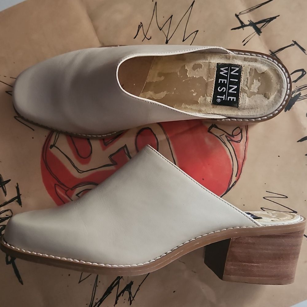 Nine West Cream Mules - Picture 4 of 9